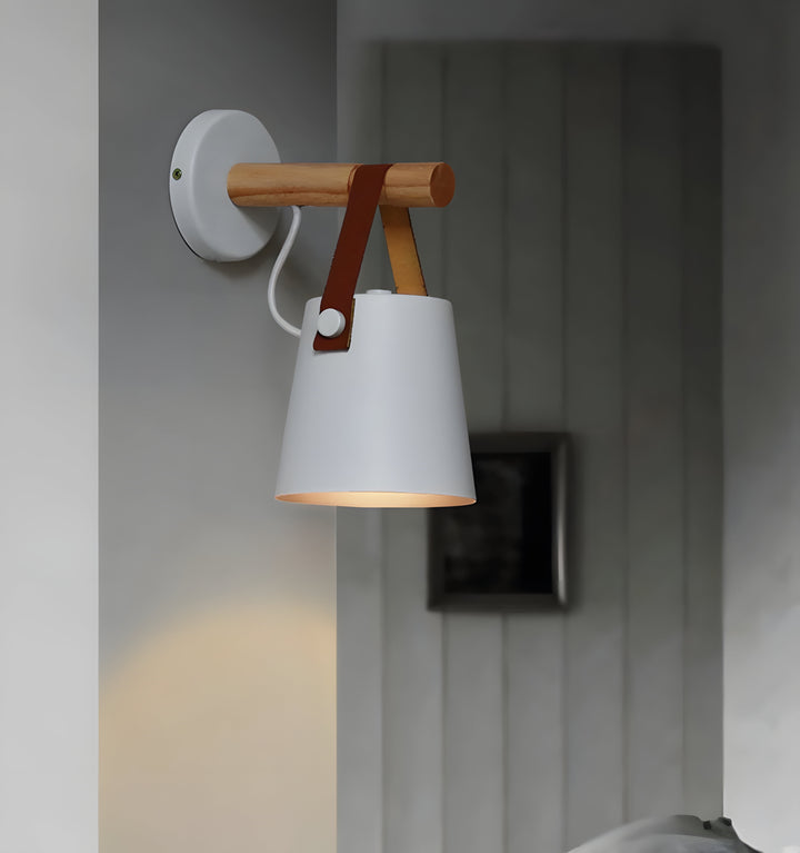 WOODEN CONICAL WALL LIGHT