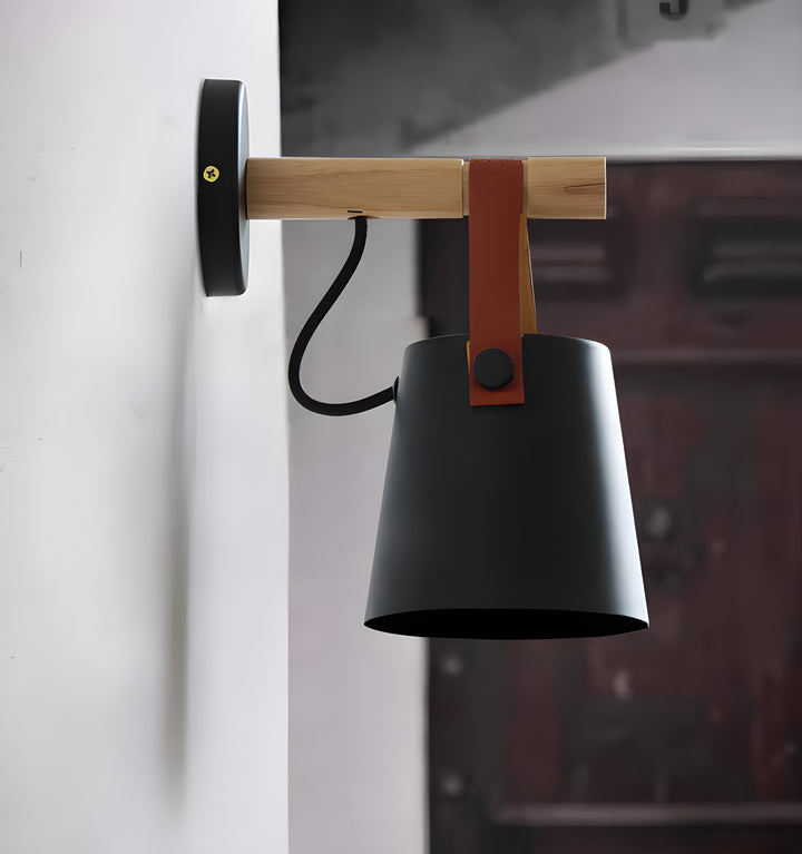 WOODEN CONICAL WALL LIGHT