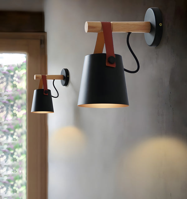 WOODEN CONICAL WALL LIGHT