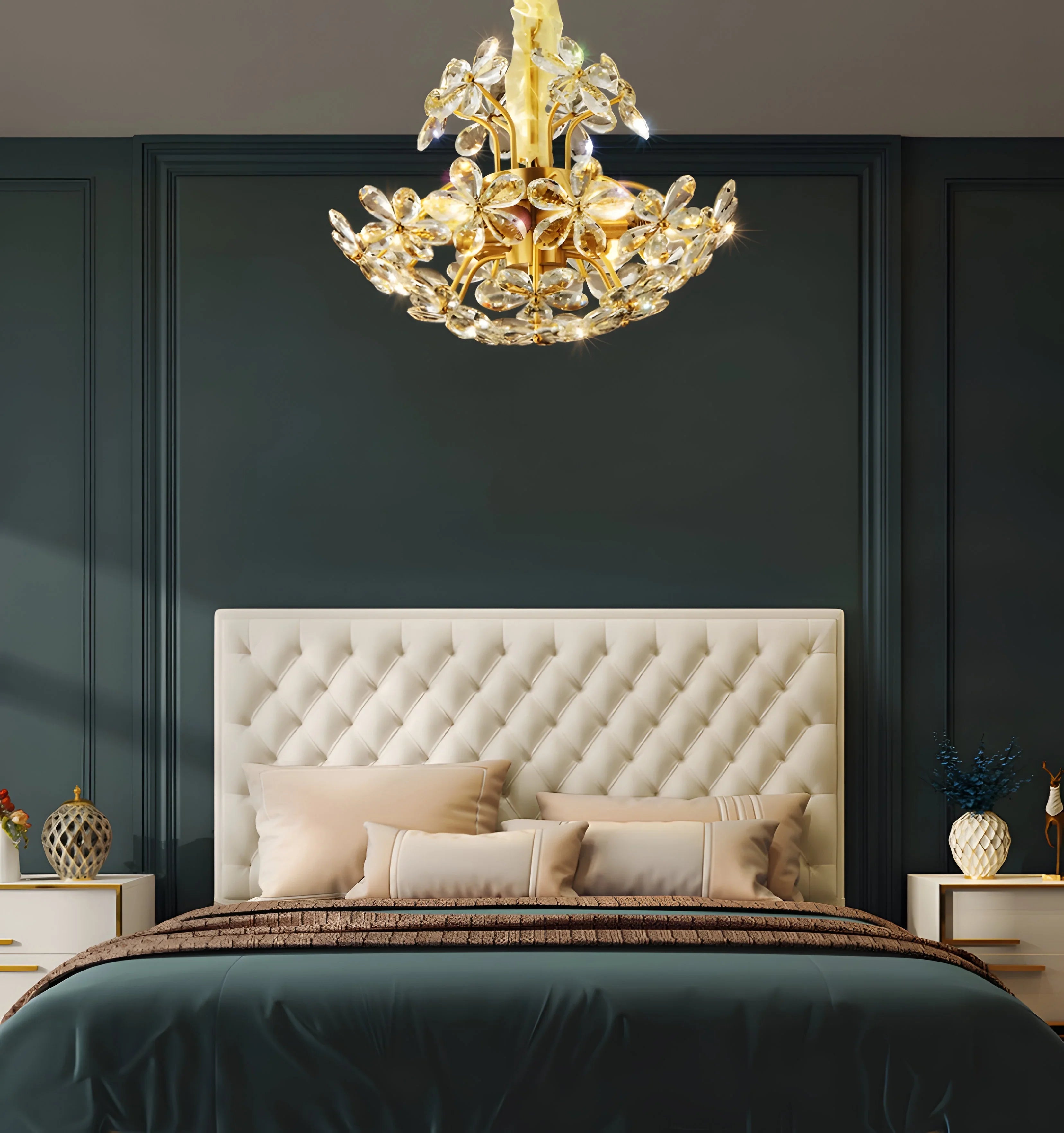 ROMANTIC CRYSTAL FLOWER CHANDELIER