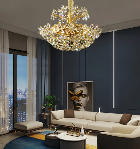 ROMANTIC CRYSTAL FLOWER CHANDELIER