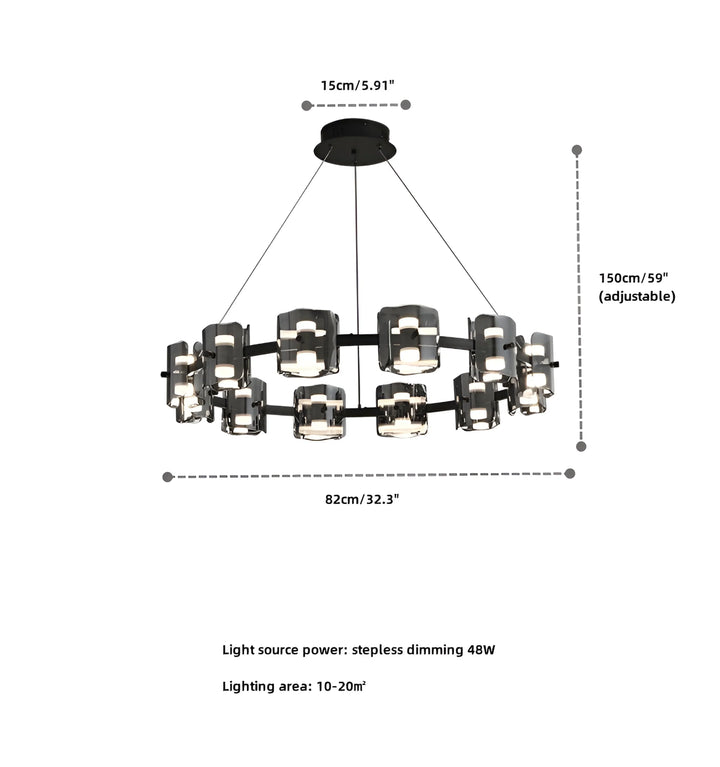 ROUND CORLOTA LED CHANDELIER - Black - 12 Heads