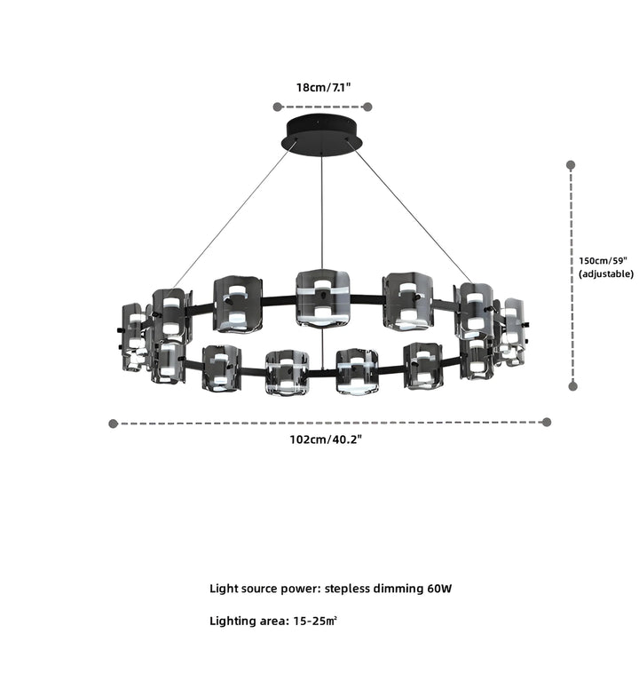 ROUND CORLOTA LED CHANDELIER - Black - 15 Heads