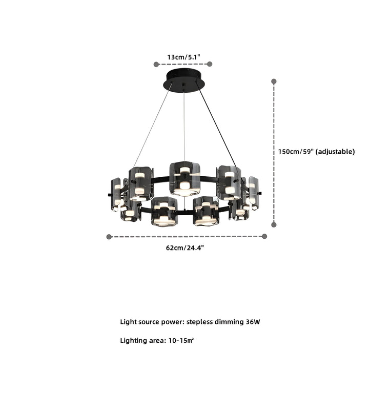 ROUND CORLOTA LED CHANDELIER - Black - 9 Heads