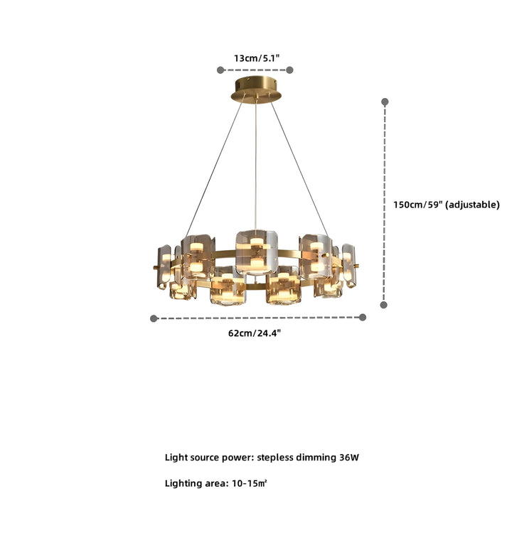 ROUND CORLOTA LED CHANDELIER - Yellow - 9 Heads