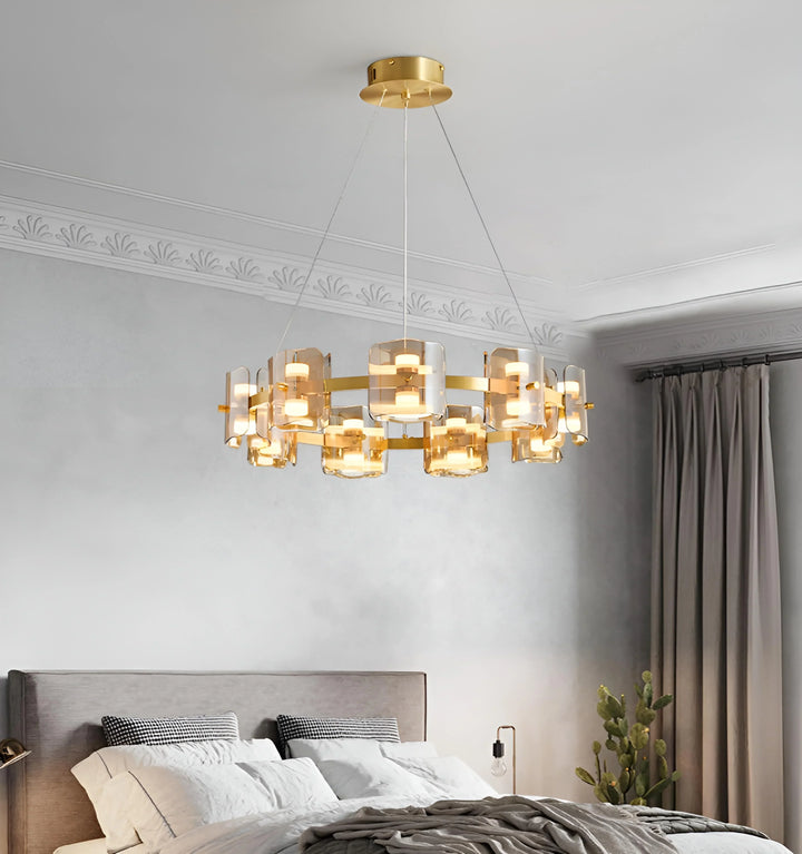 ROUND CORLOTA LED CHANDELIER - Yellow - In bedroom