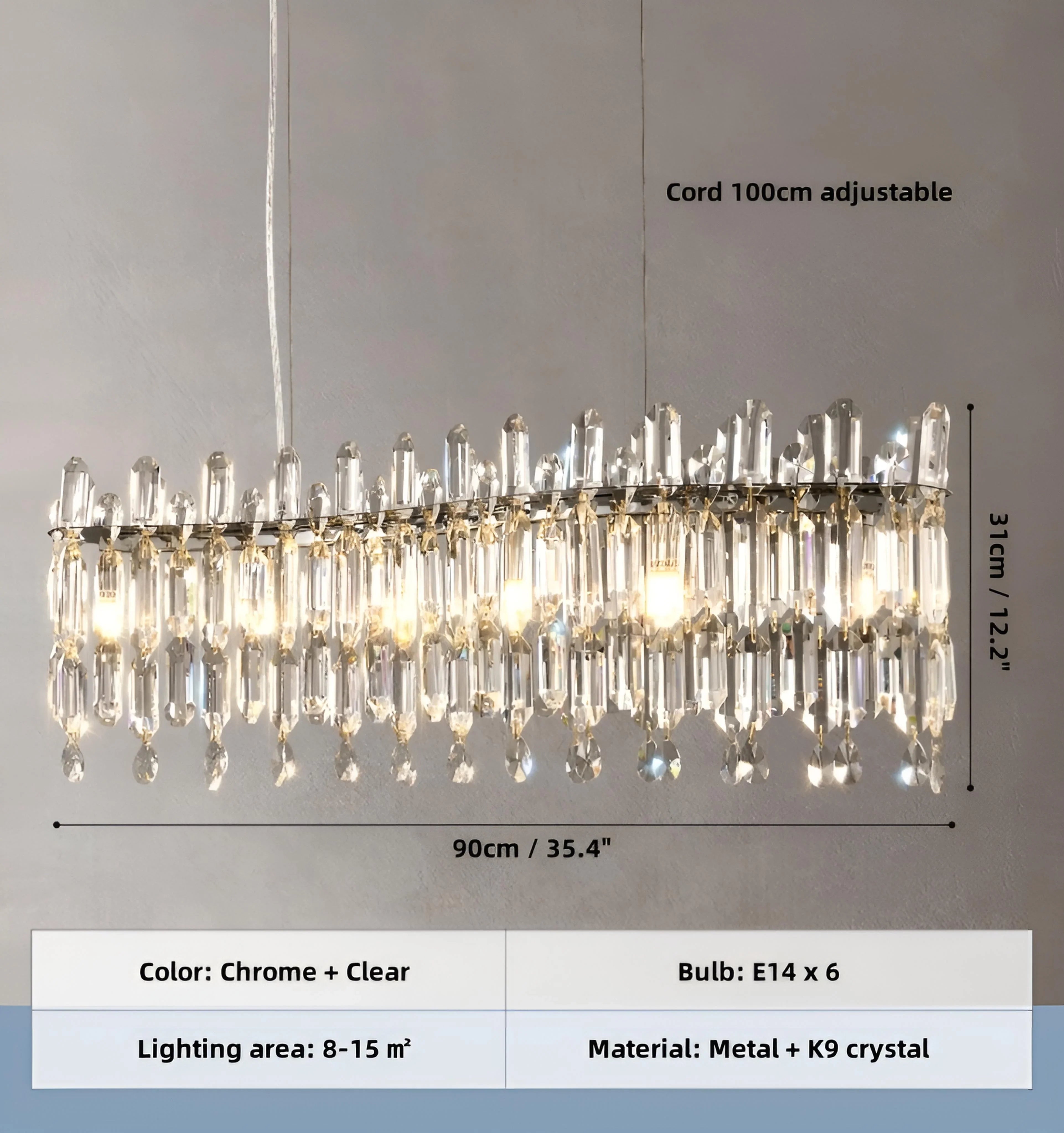 Chrome Clear - L90cm