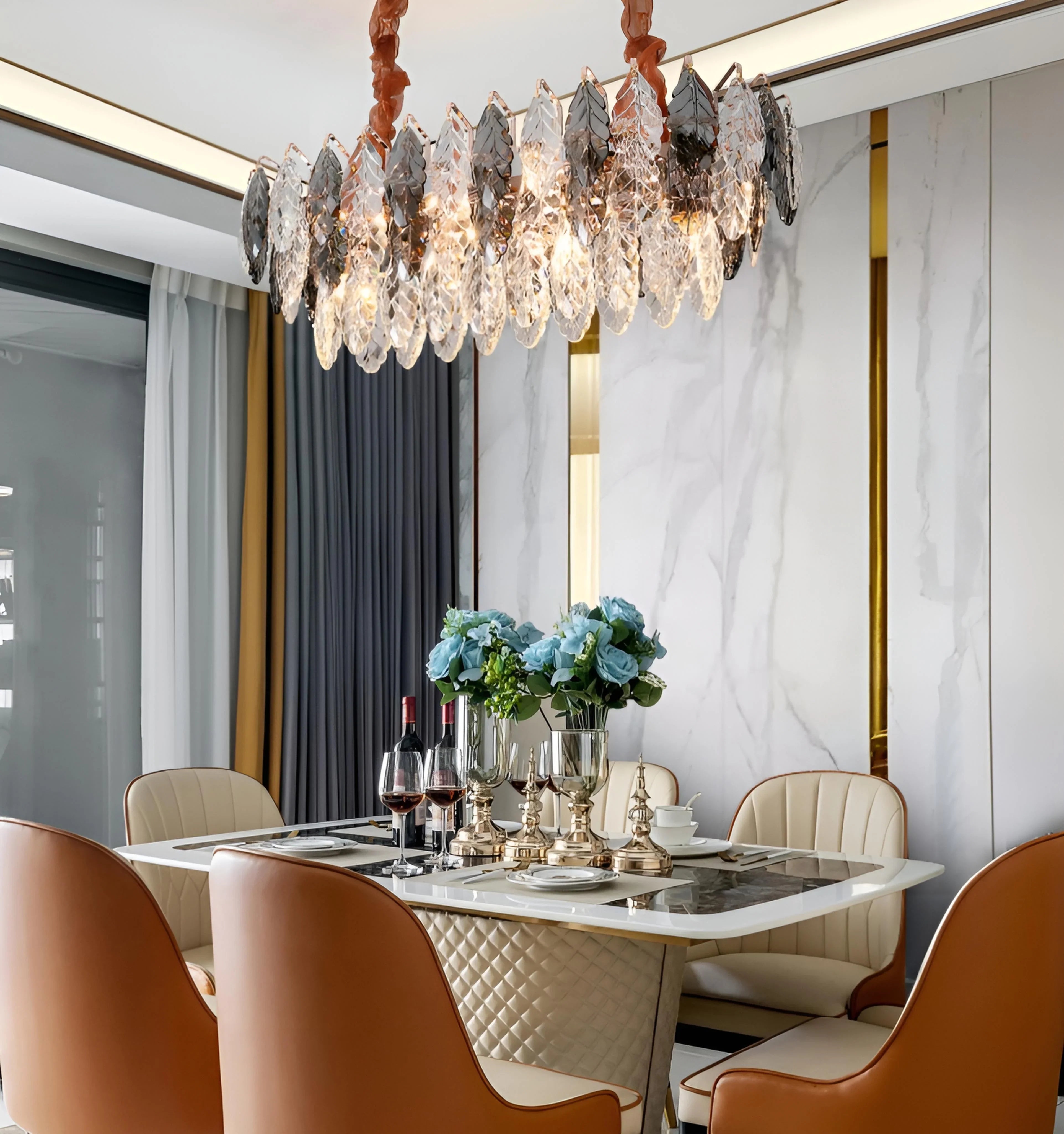 JONAS LEAF CRYSTAL CHANDELIER