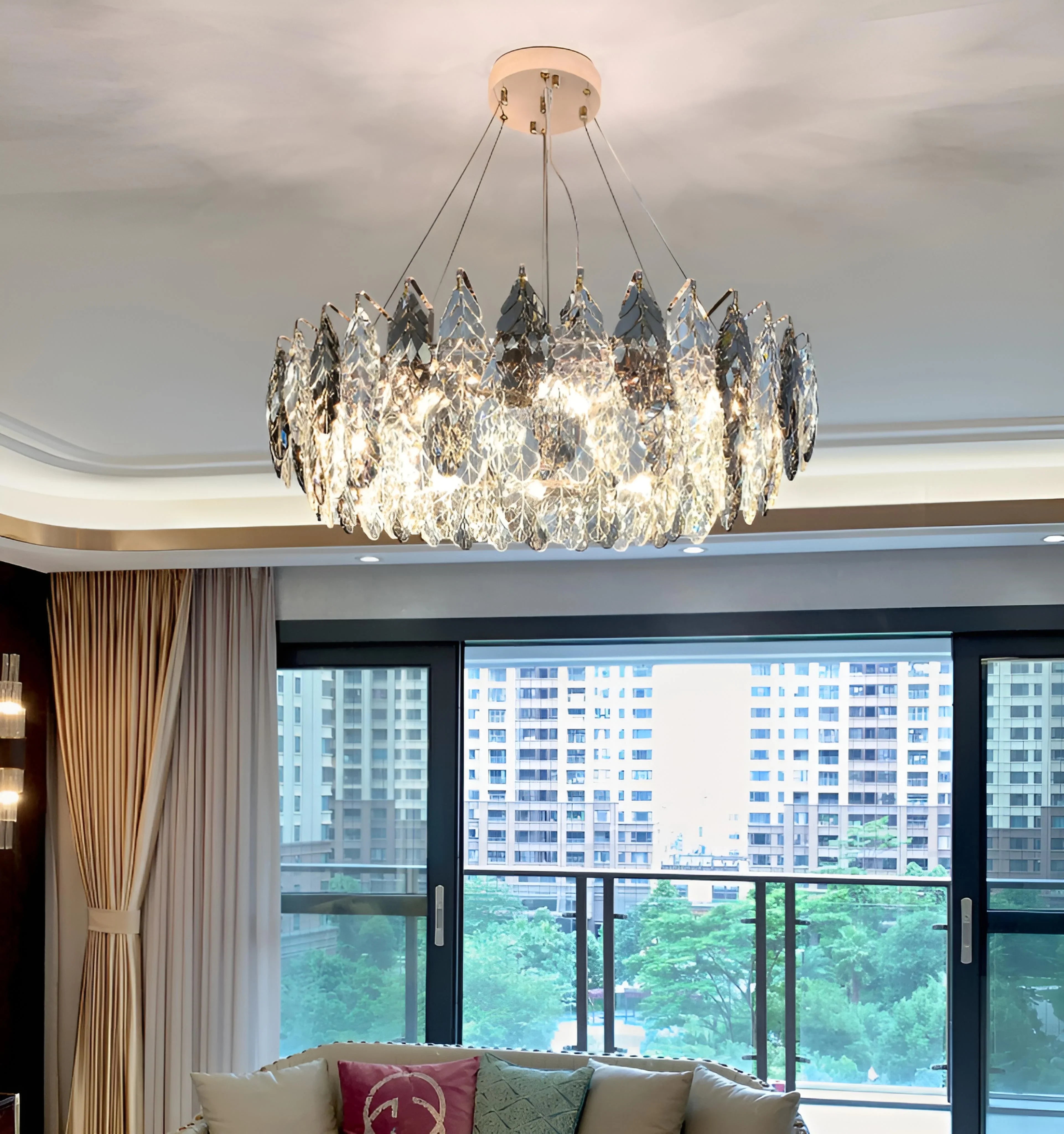 JONAS LEAF CRYSTAL CHANDELIER