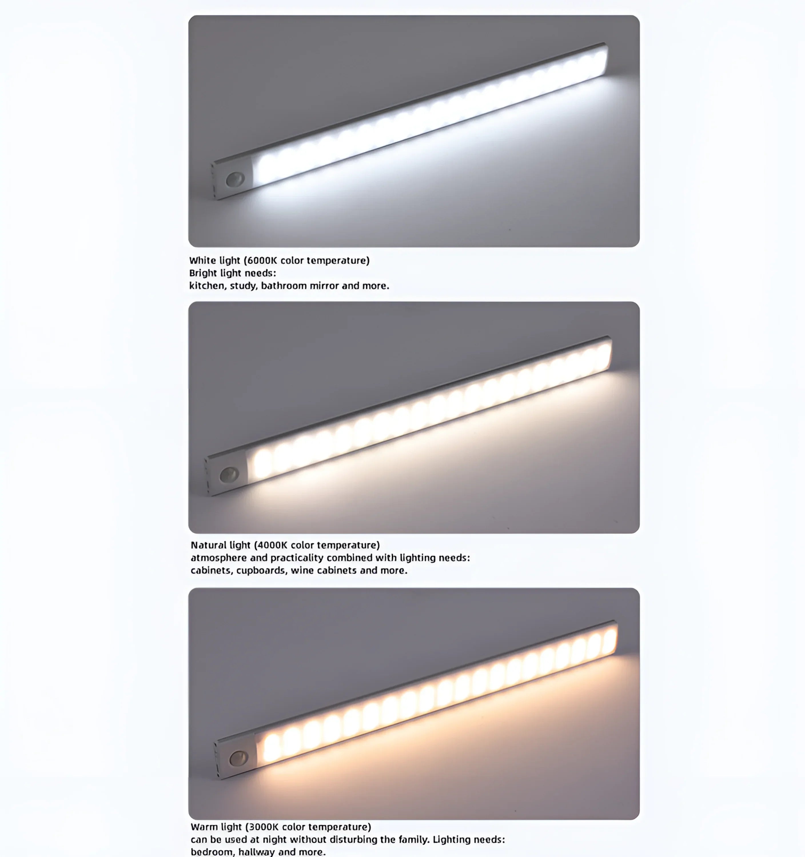 Motion Sensor Slim Light Bar - 3 color temperatures
