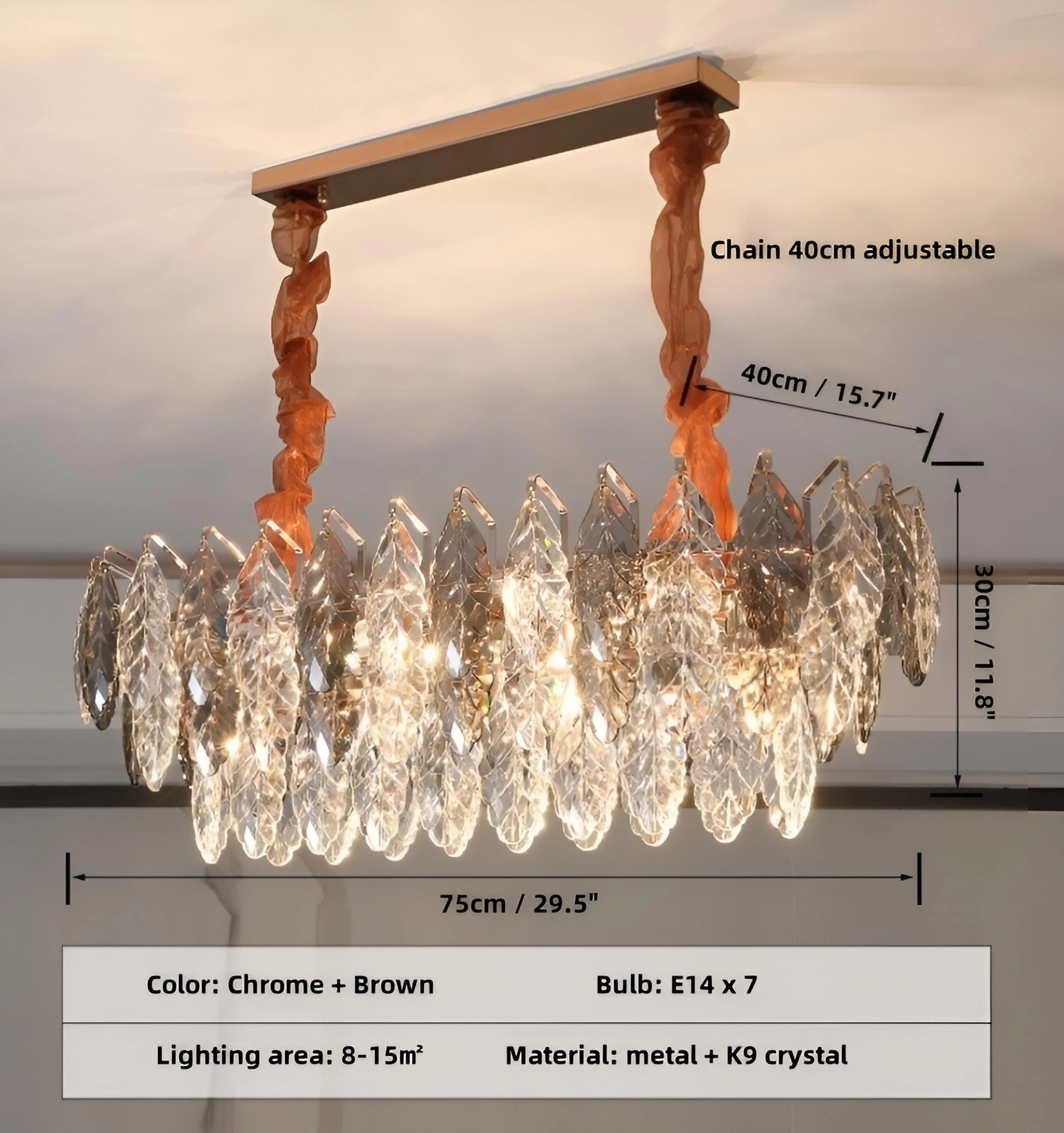 Jonas Leaf Crystal Chandelier