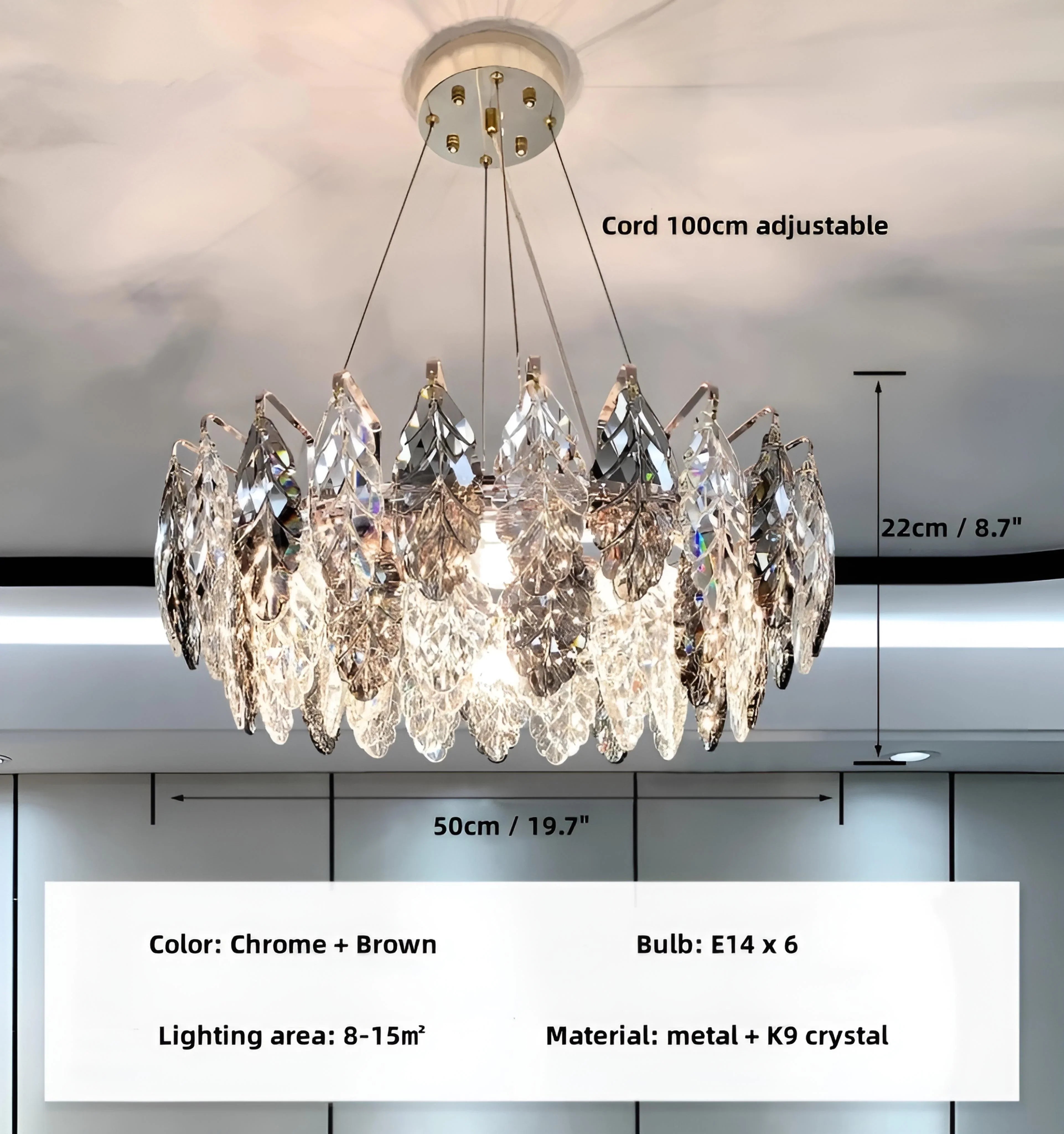 Jonas Leaf Crystal Chandelier