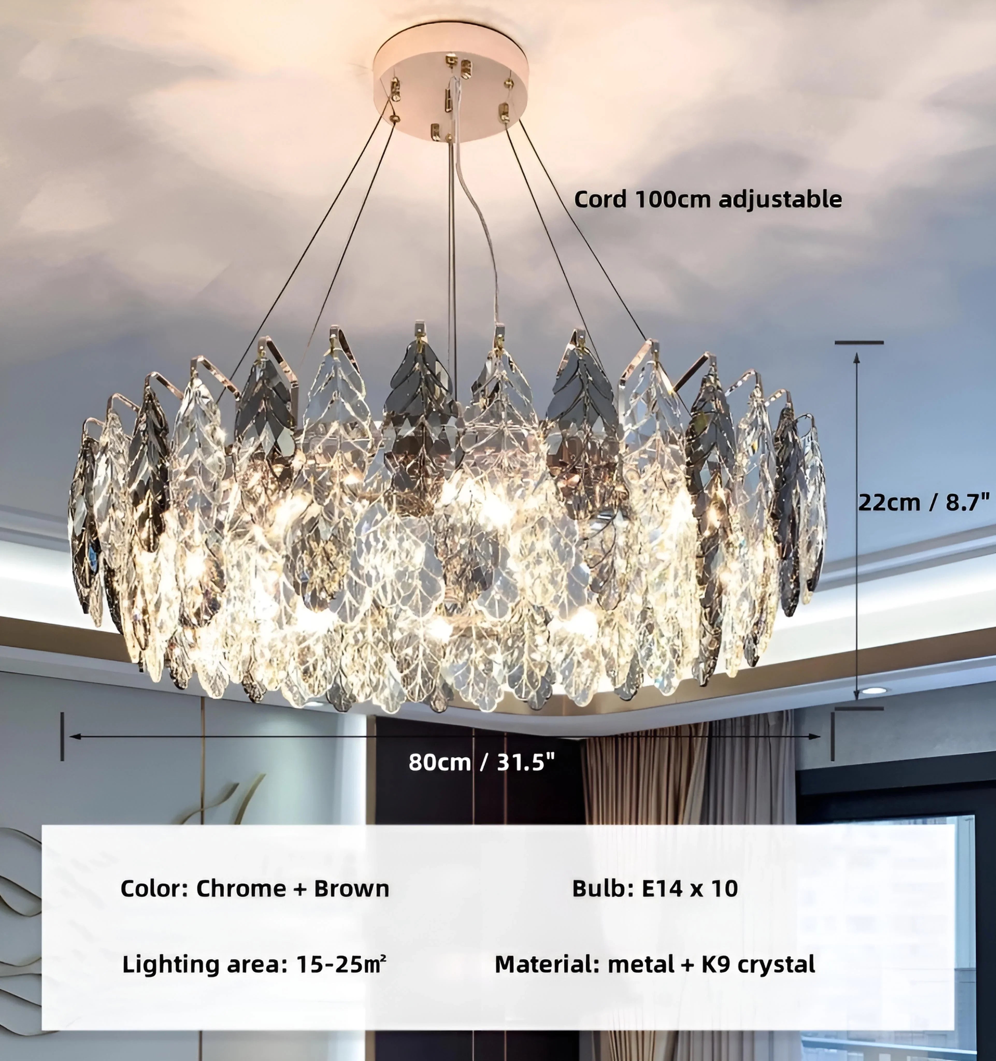 Jonas Leaf Crystal Chandelier
