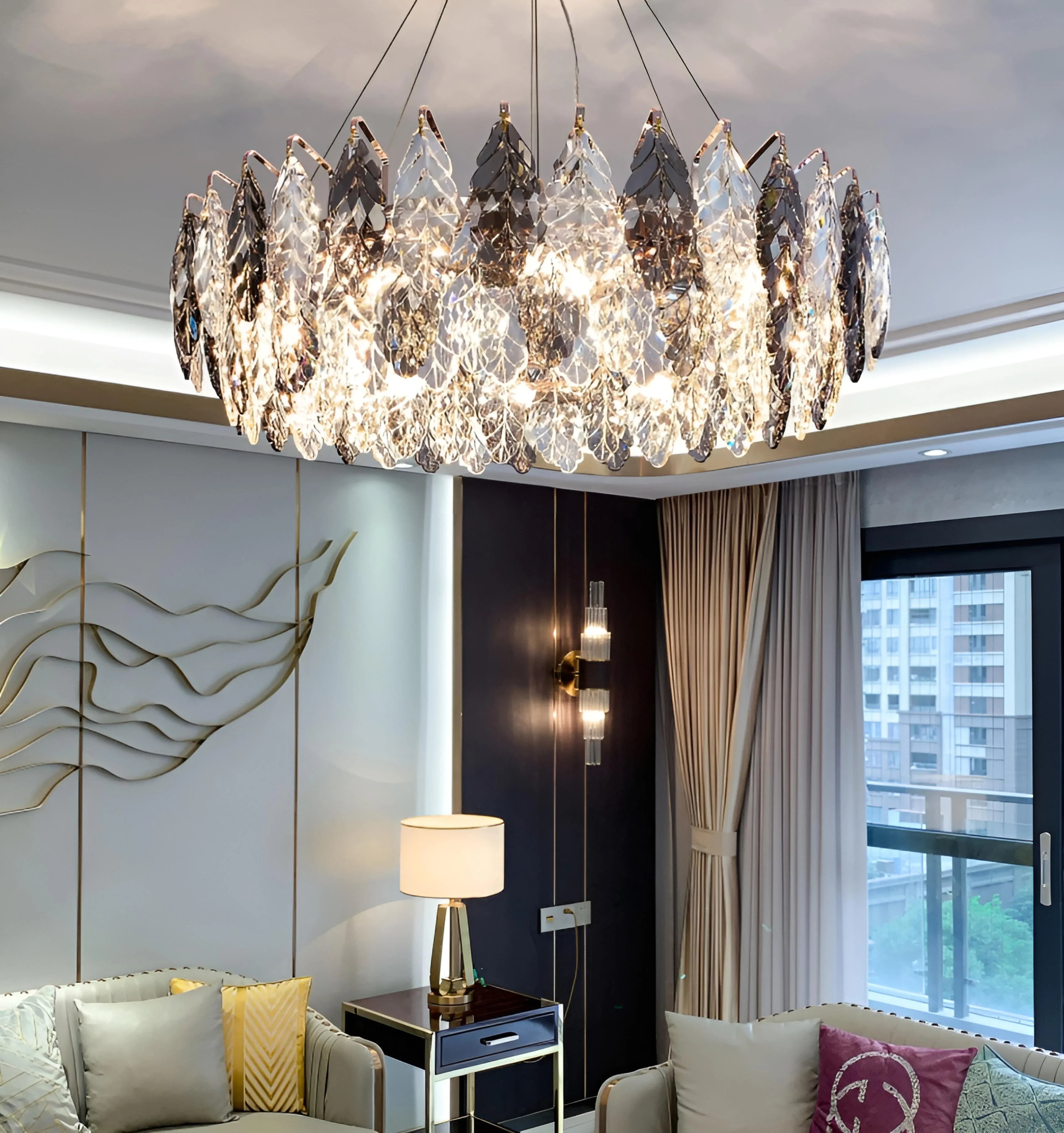 Jonas Leaf Crystal Chandelier