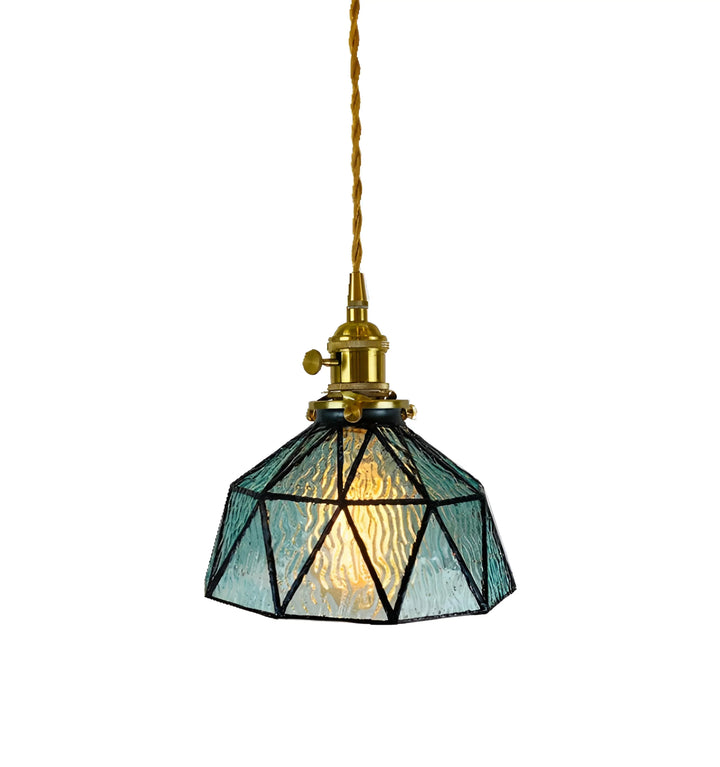 VINTAGE HAND-PIECED GLASS PENDANT LIGHT