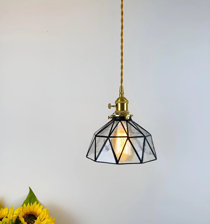 VINTAGE HAND-PIECED GLASS PENDANT LIGHT - Clear