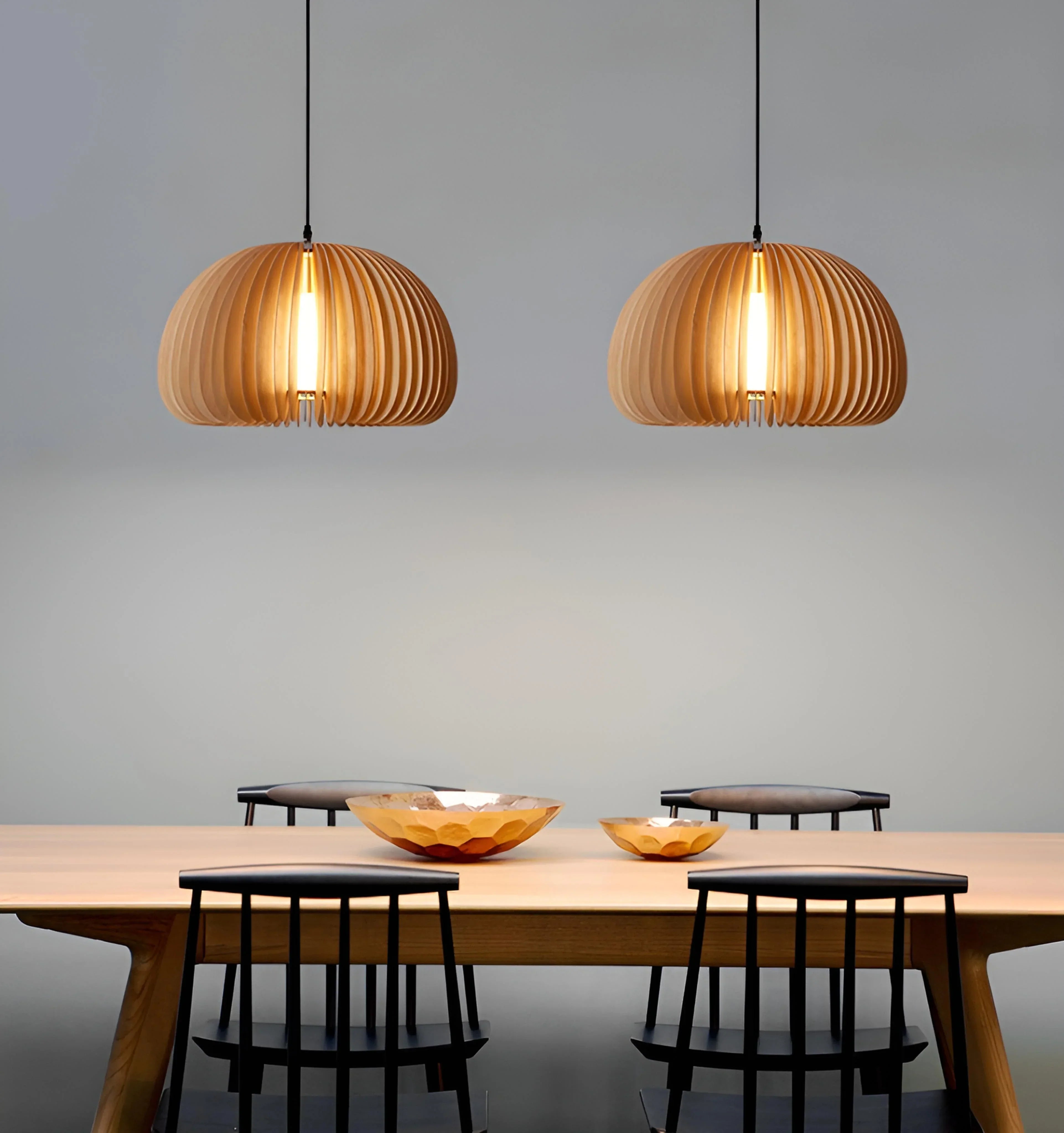 WOODEN PUMPKIN PENDANT LIGHT