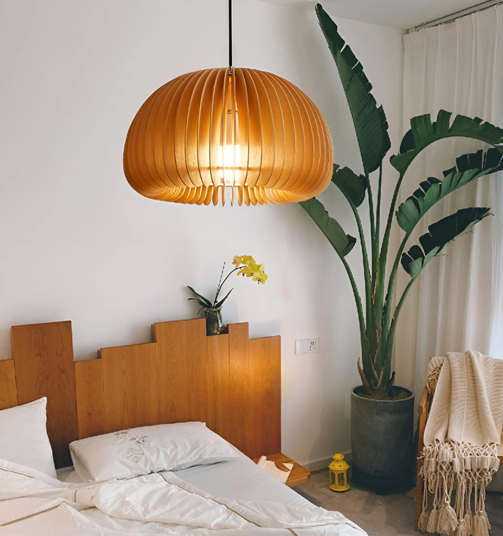 WOODEN PUMPKIN PENDANT LIGHT