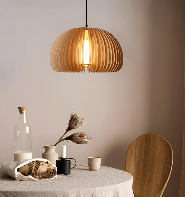 WOODEN PUMPKIN PENDANT LIGHT