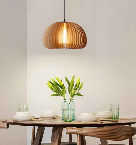 WOODEN PUMPKIN PENDANT LIGHT