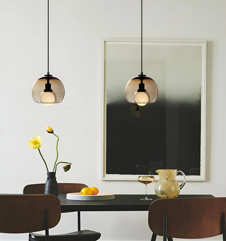 CARLOS GLASS BUBBLE PENDANT LIGHTS - Amber