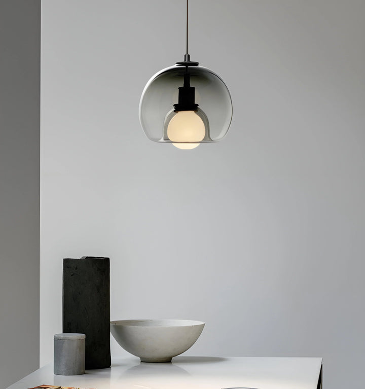 CARLOS GLASS BUBBLE PENDANT LIGHTS - 1 head  Smoke Gray