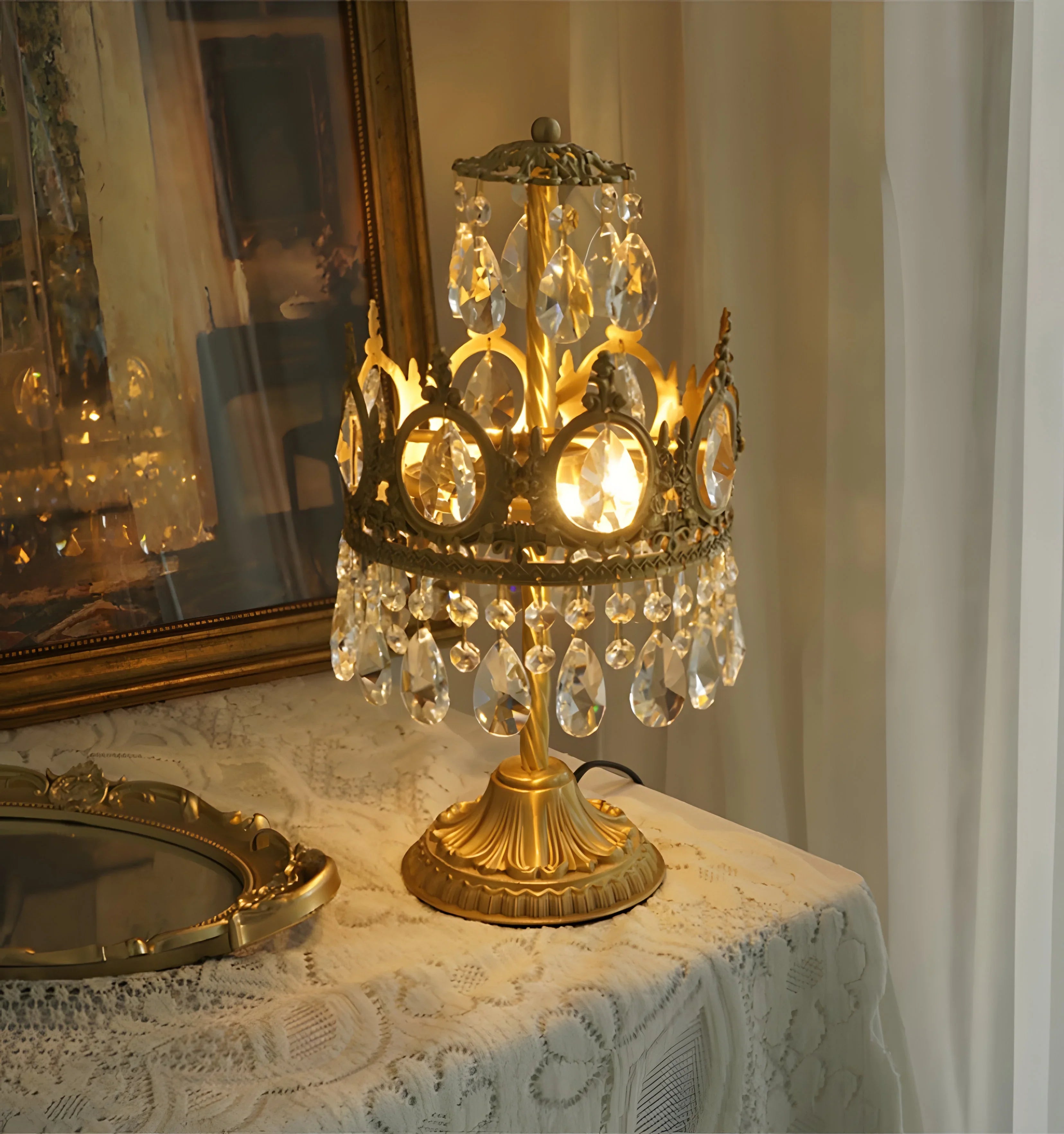 Vintage Royal Crystal Table Lamp
