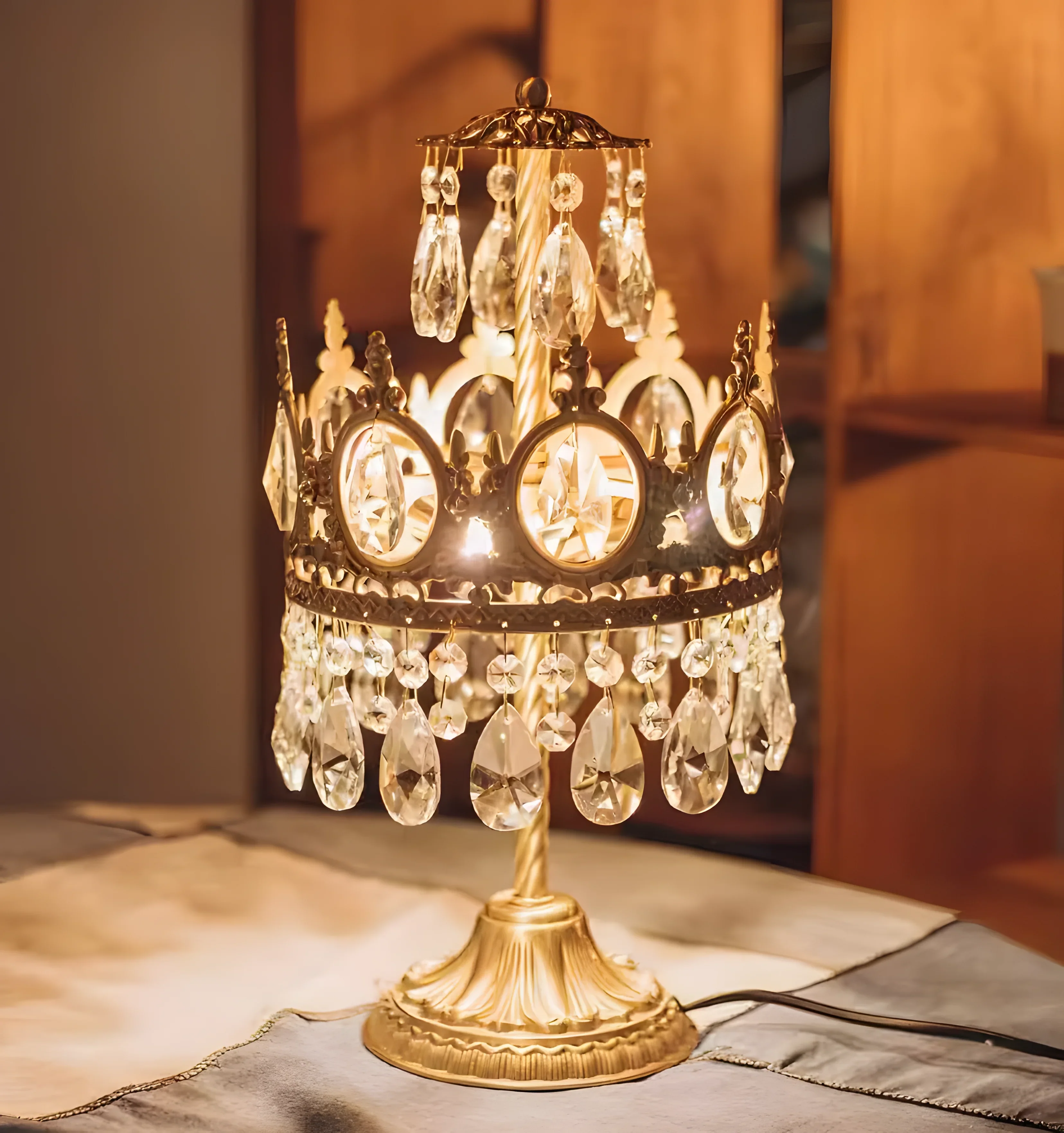 Vintage Royal Crystal Table Lamp