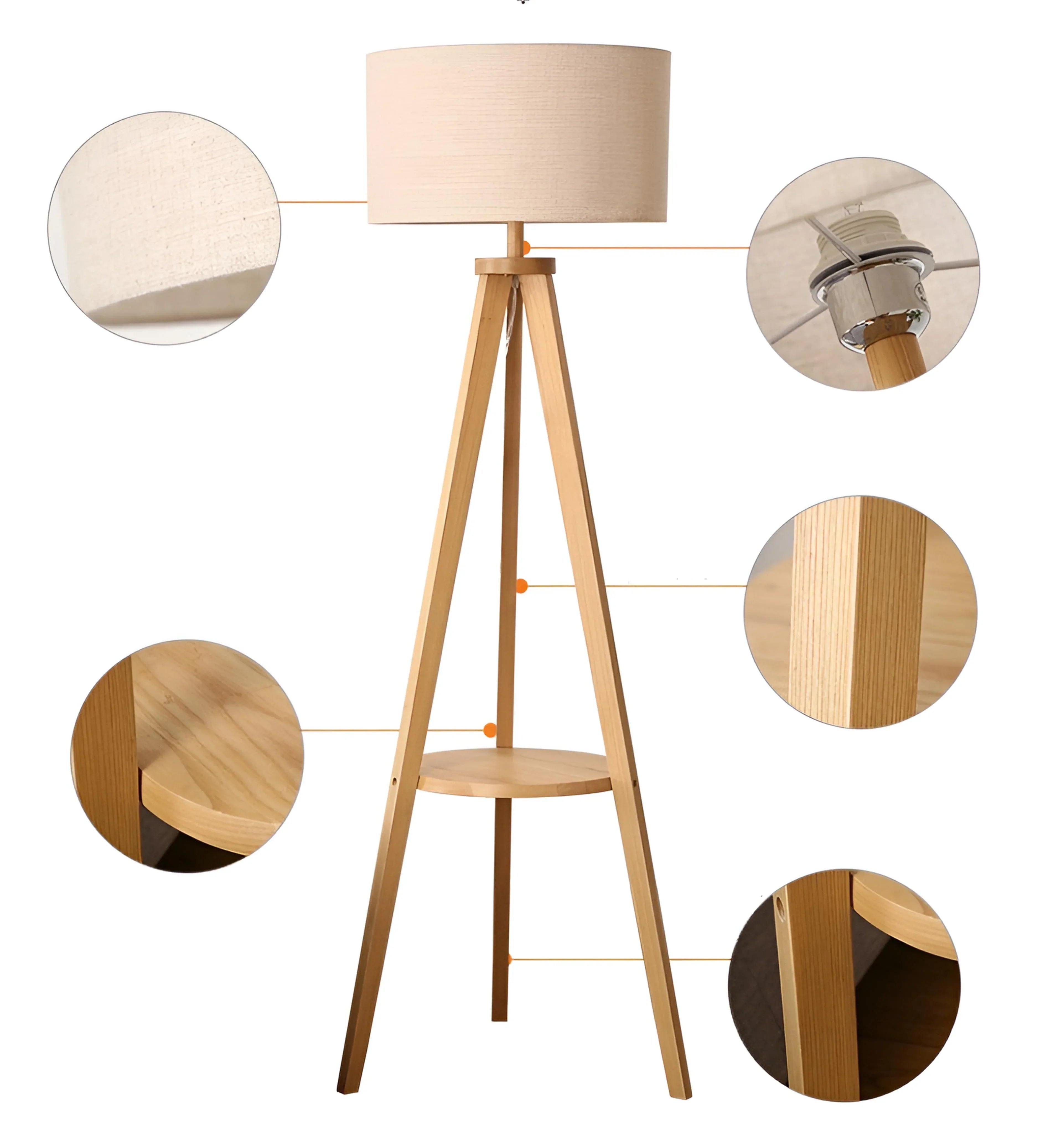 Wooden Tripod Floor Lamp