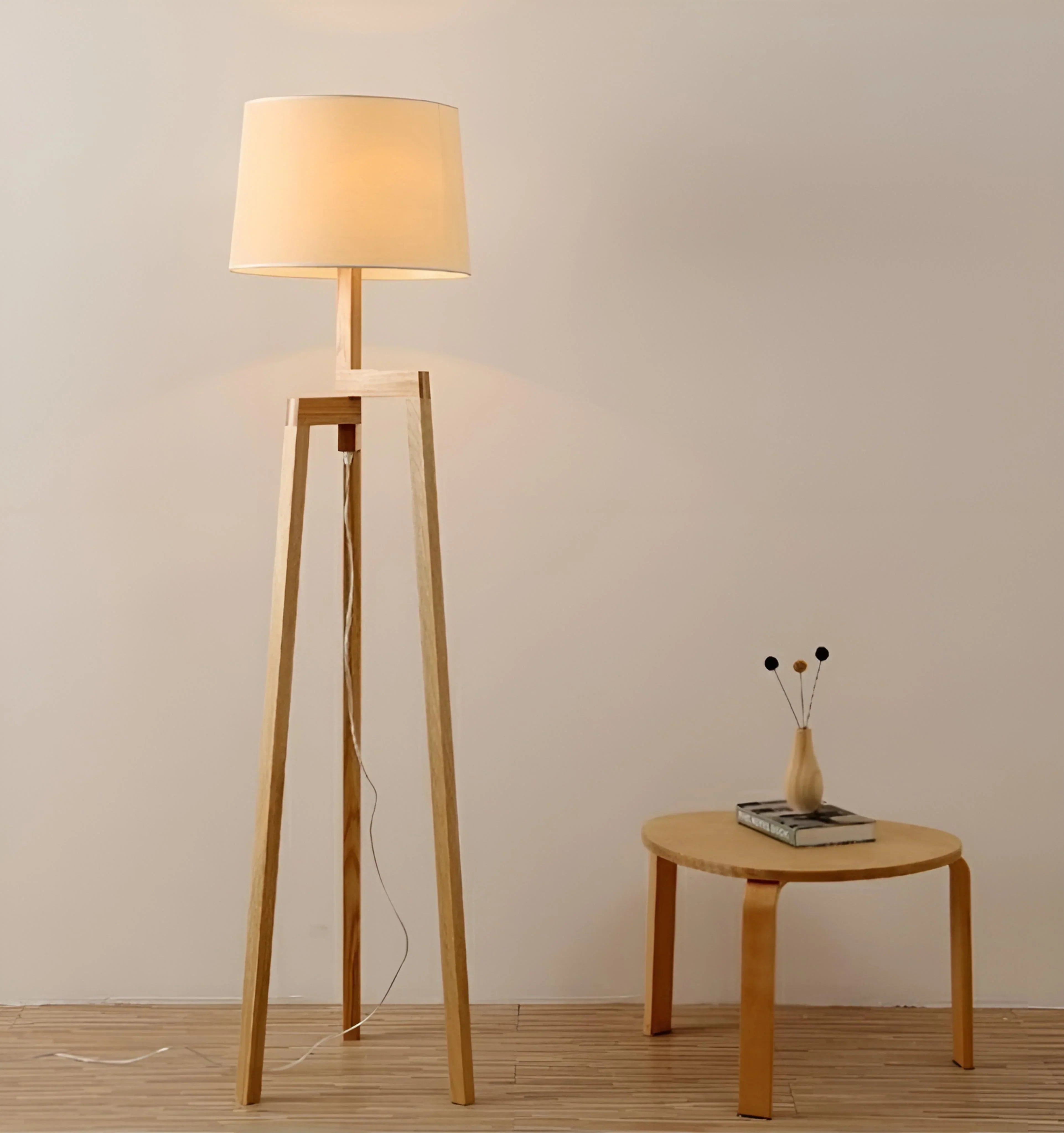 Wooden Tripod Floor Lamp