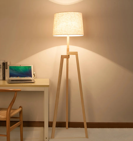 Wooden Tripod Floor Lamp