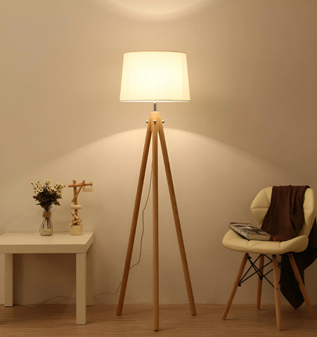 Wooden Tripod Floor Lamp