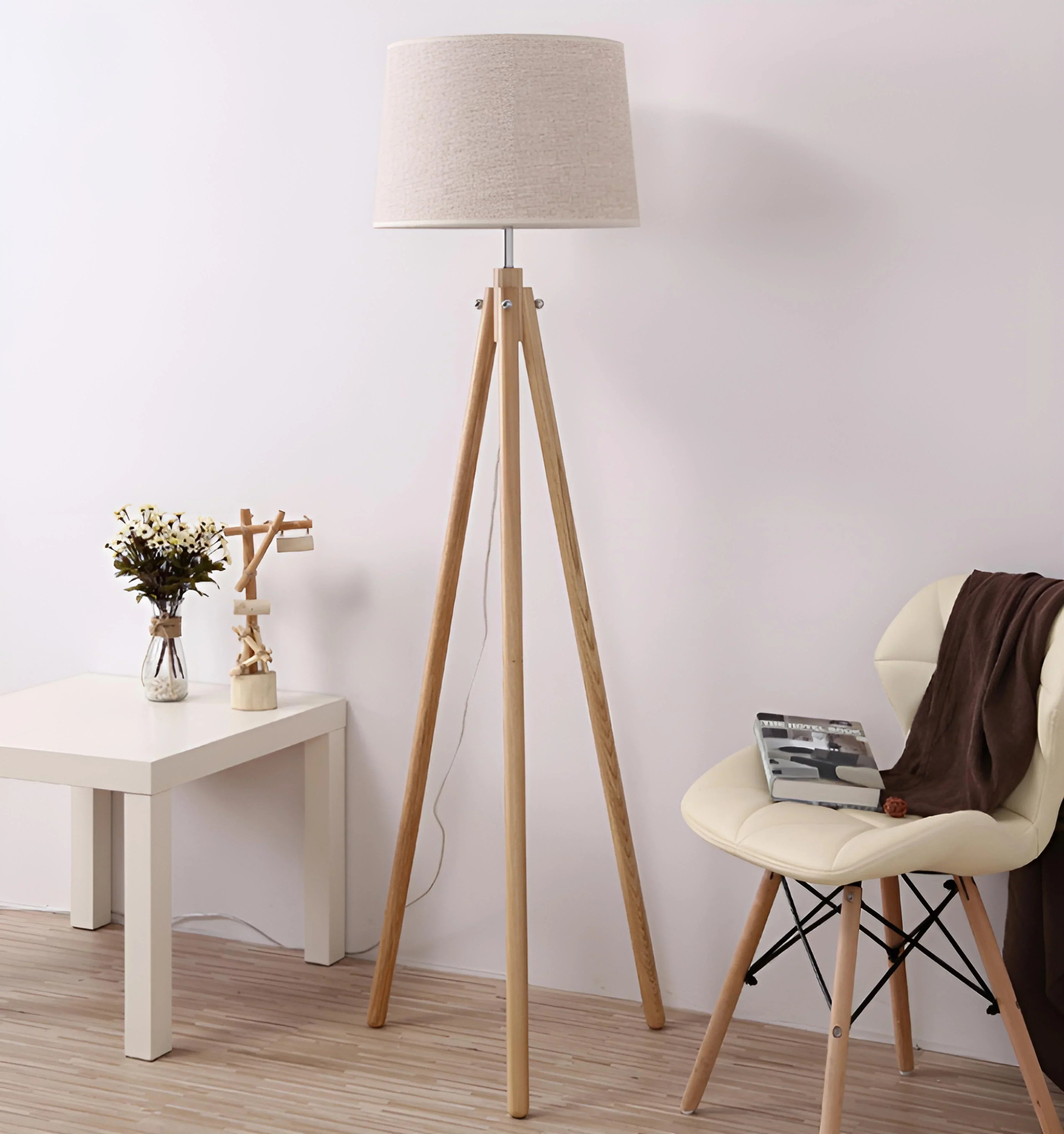 Wooden Tripod Floor Lamp
