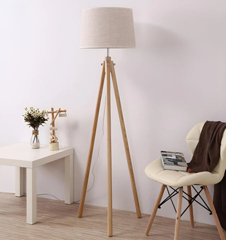 Wooden Tripod Floor Lamp