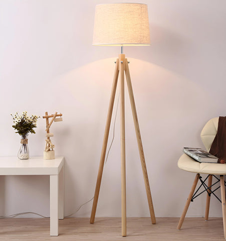 Wooden Tripod Floor Lamp