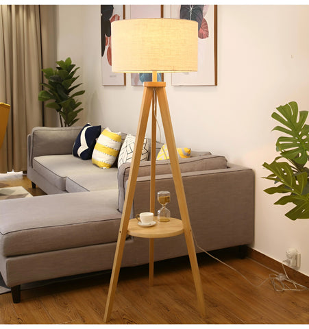 Wooden Tripod Floor Lamp