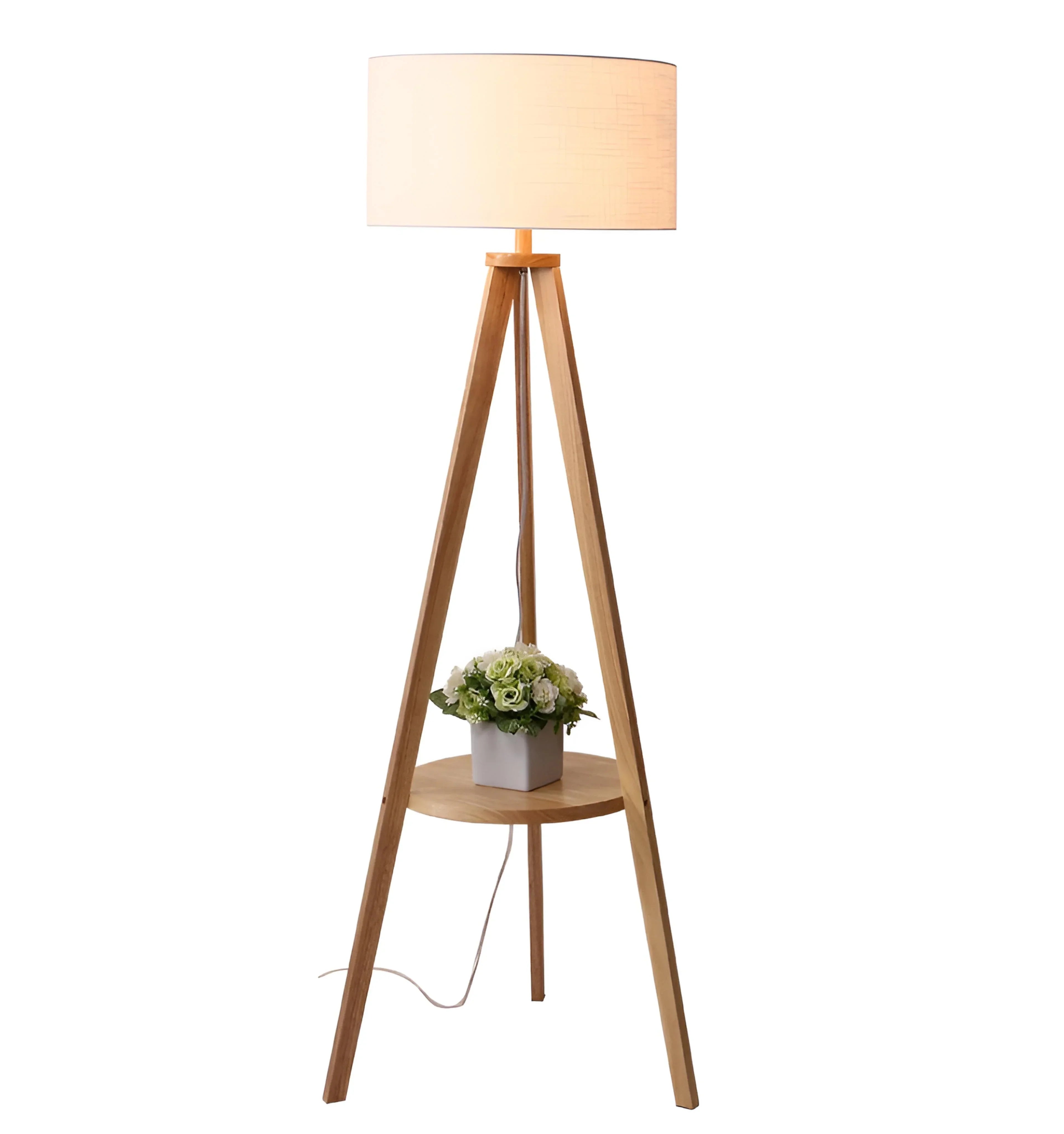 Wooden Tripod Floor Lamp