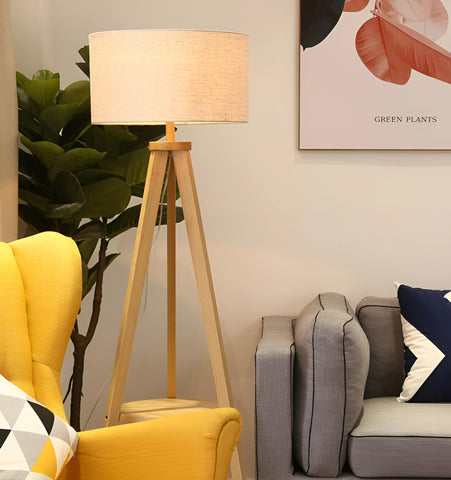 Wooden Tripod Floor Lamp
