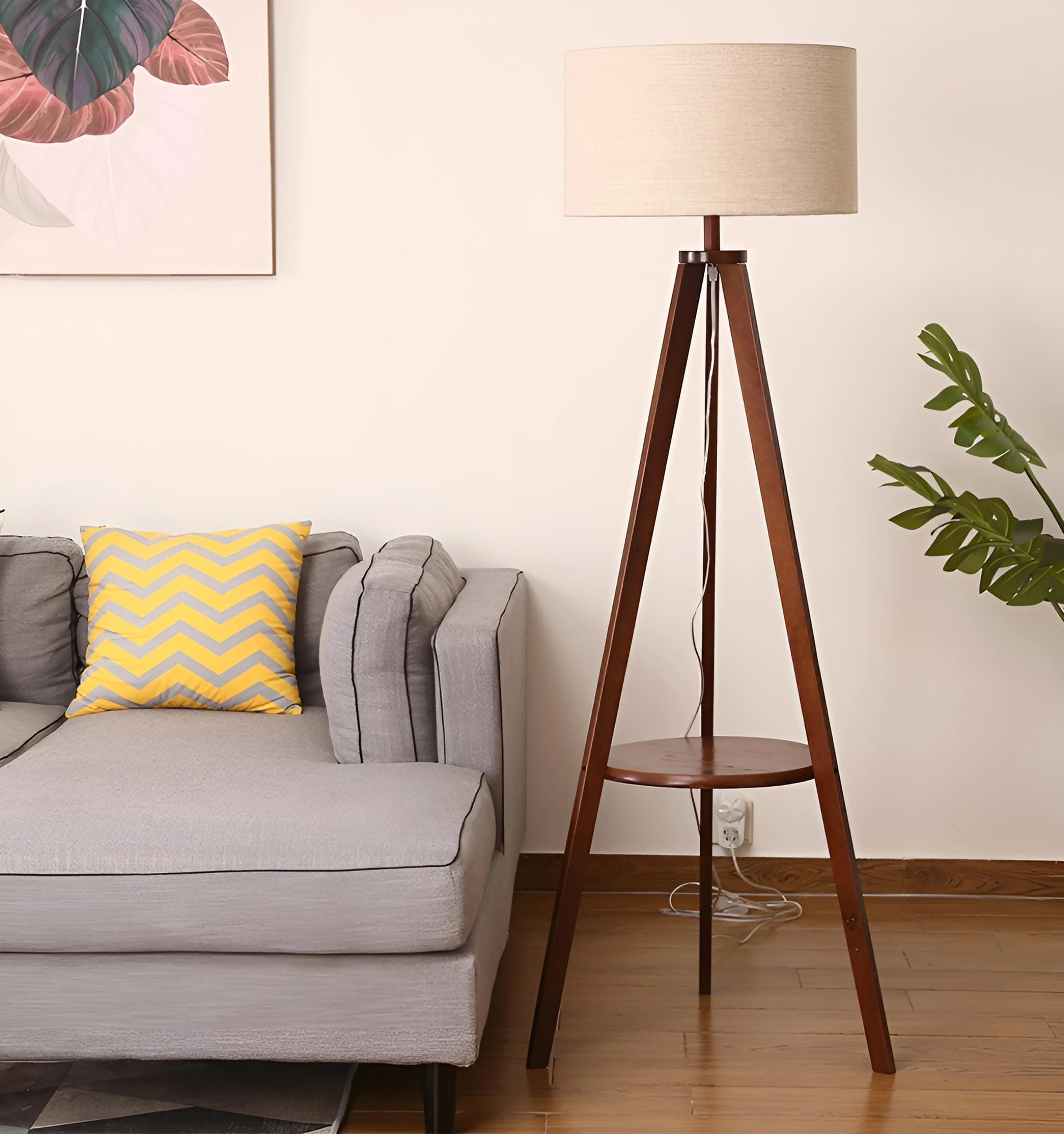 Wooden Tripod Floor Lamp