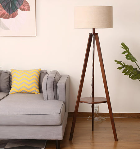 Wooden Tripod Floor Lamp