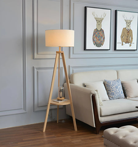 Wooden Tripod Floor Lamp